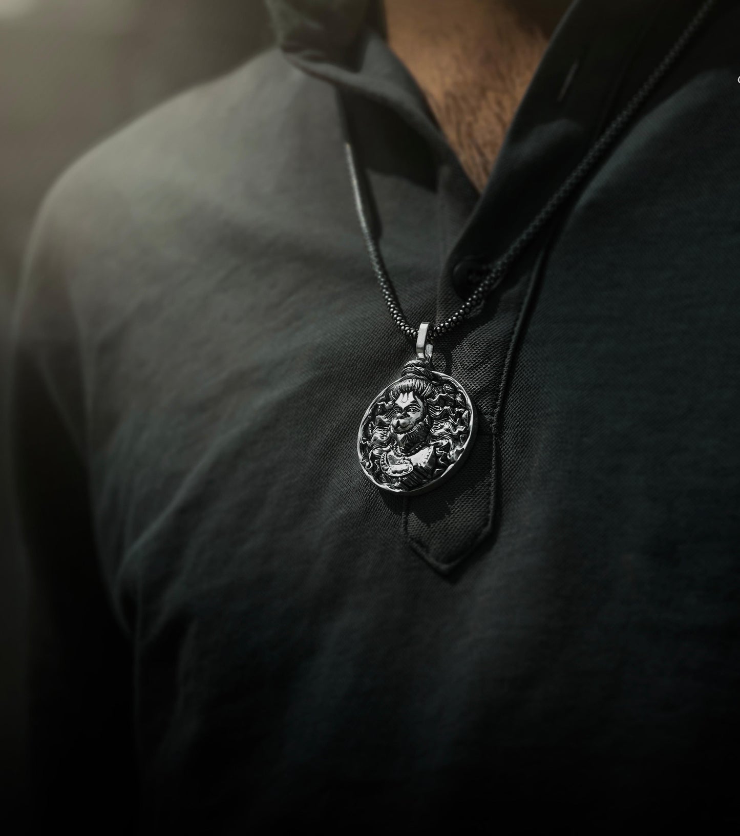 Bold Men's Silver Chain with Hanuman Pendant – Strength & Style Combined